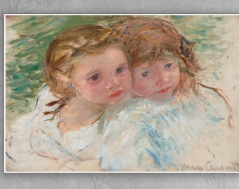 Mary Cassatt , Two Little Sisters c. 1902, living room decor, canvas print,Mary Cassatt  art, Little Sisters  poster
