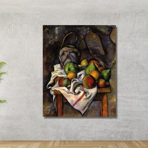 Ginger Jar and Fruit, 1895, von Paul Cezanne, Ingwerglasdekor, Paul Cezanne Kunst, Obstkunst, Leinwandreproduktion, fertig zum Aufhängen, Obstplakat