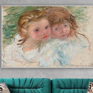 Mary Cassatt , Two Little Sisters c. 1902, living room decor, canvas print,Mary Cassatt  art, Little Sisters  poster