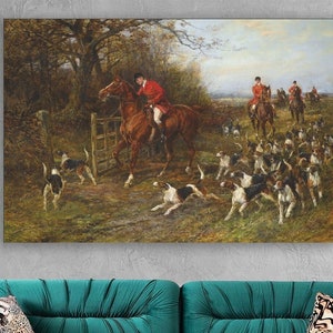 Racing with the Hounds c1880s Victorian Fox Hunt Painting, by Heywood Hardy,canvas print,Heywood Hardy art,Canvas Reproduction