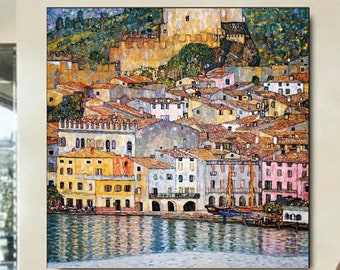Gustav Klimt, Malcesine on Lake Garda ,Gustav Klimt art,modern canvas print,Lake Garda decor, Classic Art Print