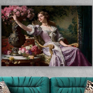 Dame in Violet, Kleid mit Blumen, 1880 Von Wwäldchen Czachórski, Dame in Violet Dekor, Dame in Violet Plakat,
