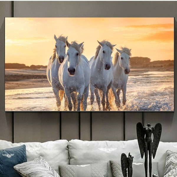 Camargue Horse,horse,canvas, horse decor art, living room decor, picture wall art, horse print art,ofis decor,