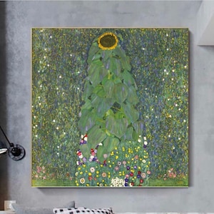 by Gustav Klimt,Sunflower, Gustav klimt canvas, living room decor, Gustav wall decor, modern paiting, ofis decor