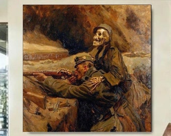 Hans Larwin,  Soldat und Tod 1917,Hans Larwin art, living room decor, canvas print decor, office decor,