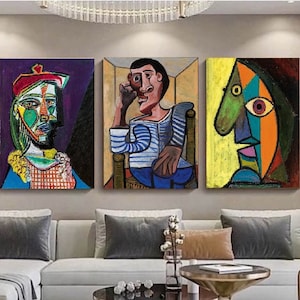 Set Of 3, Pablo Picasso, Picasso Druckkunst, Pablo Picasso Museum, Picasso Wandkunst, Wohnzimmer, Picasso Museum, Leinwand Wandkunst,