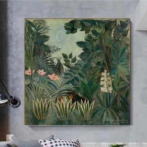 Henri Rousseau, The Equatorial Jungle,Equatorial Jungle decor,Henri Rousseau art, Jungle decor,living room decor, clasicc picture art,