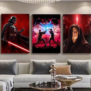 Set Of 3,Starwars Darth Vader,Star Wars canvas,Anakin Poster,anakin skywalker art,living room decor, starwars decor, starwars print art,