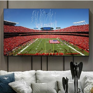 Arrowhead Stadium,American Football, Stadium canvas,Kansas City Chiefs, American football  art, stadium decor, stadium wall art,