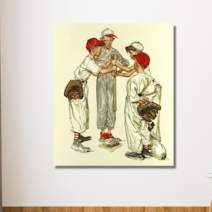 Norman Rockwell Four Sporting Boys Baseball Americana Classic, canvas print,room decor, Baseball Americana decor,Sporting Boys art
