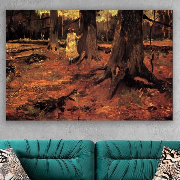 Girl in the Woods Van Gogh Etsy