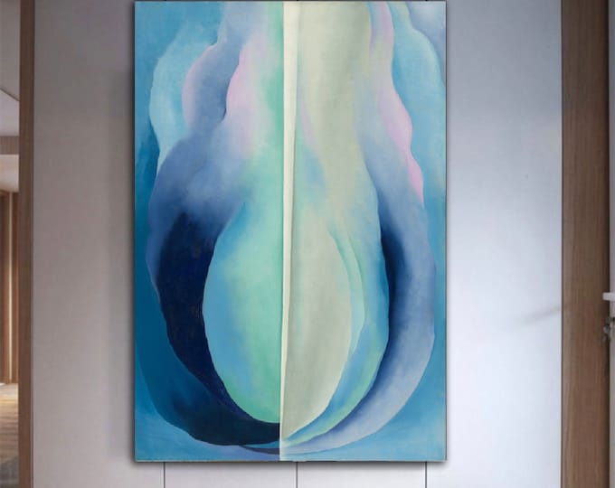 Georgia O'keeffe Blue Line Canvas Wall Art, Abstract Modern Painting ...
