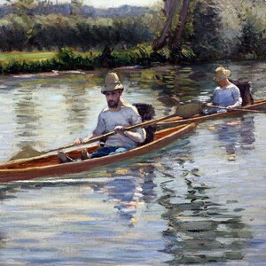 Gustave Caillebotte, in Barca a Terre, 1877, modern canvas, interieur, moderne muurkunst, Gustave Caillebotte-kunst, woonkamerinrichting