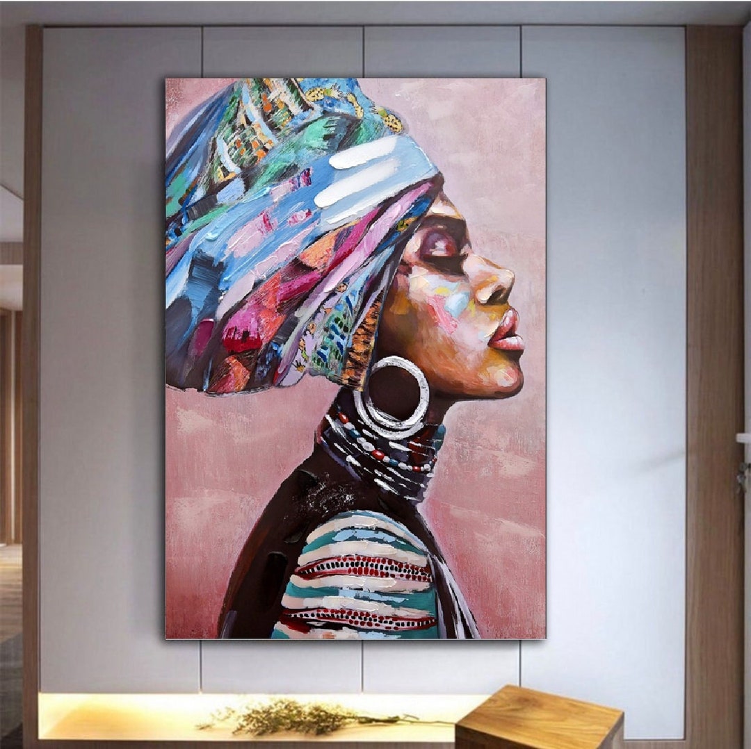 Abstract African Girl African Women Canvas Wall Art Etsy