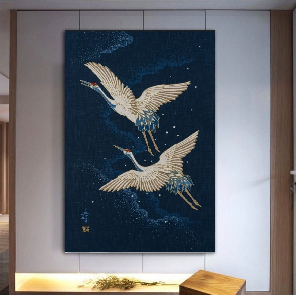 Japanese Crane, Japanese Crane Art, Vector Wall Decor,abstract