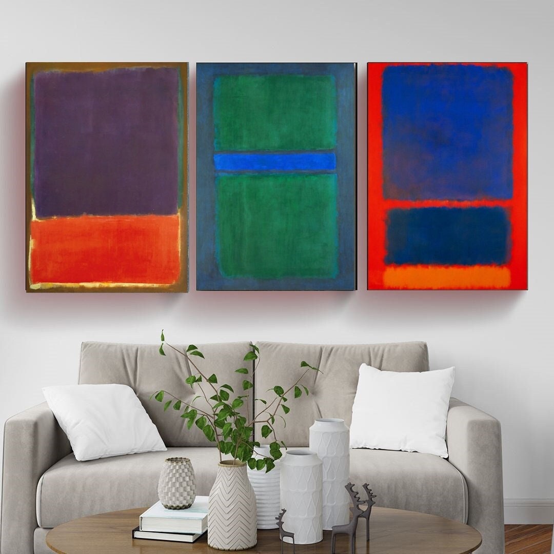 Set of 3,mark Rothko,blue Orange and Red,untitled Reproduction,museum ...