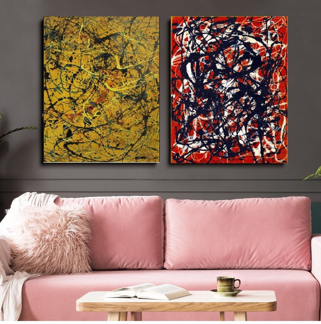 Set of 2,jackson Pollock , Pollock Canvas, Pollock Print Art, Abstract Wall Art, Pollock Poster