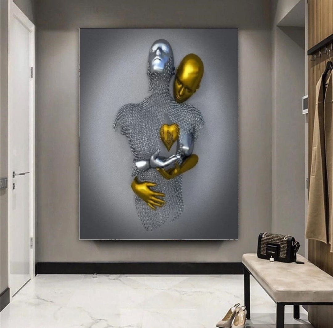 Buy 3D Wall Art Canvas 3D Effect Love Heart Wall Art Hugging Online in  India Etsy