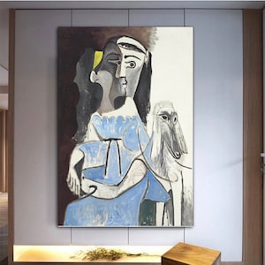 pablo picasso, woman with dog,living room decor, picasso picture art, picasso poster,office decor, pablo picasso decor,