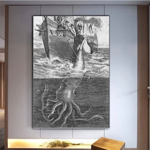 Henry Lee, Sea Monsters Giant Calamary Kraken Squid,modern picture art,Henry Lee Art,Henry Lee decor