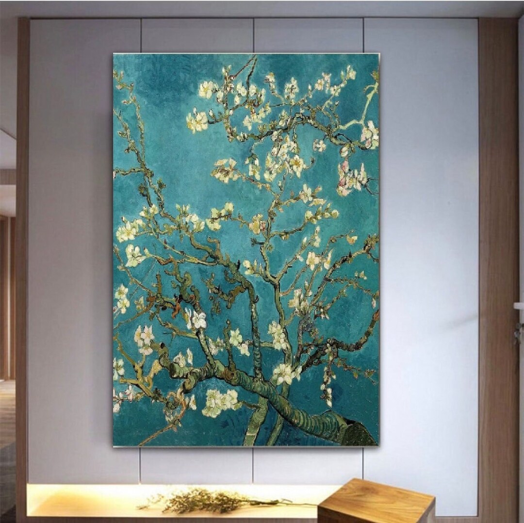 Wall Art 70cmx100cm Van Gogh Almond Blossom White Frame Canvas main image 1