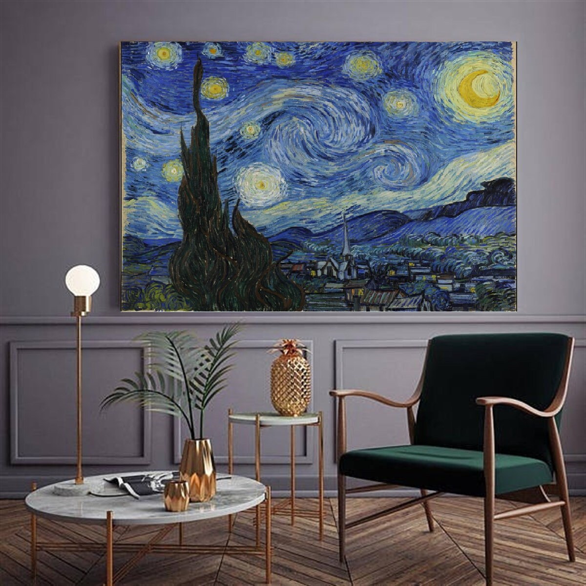 フィンセント・ファン・ゴッホ作「星月夜」（1889年）、キャンバス