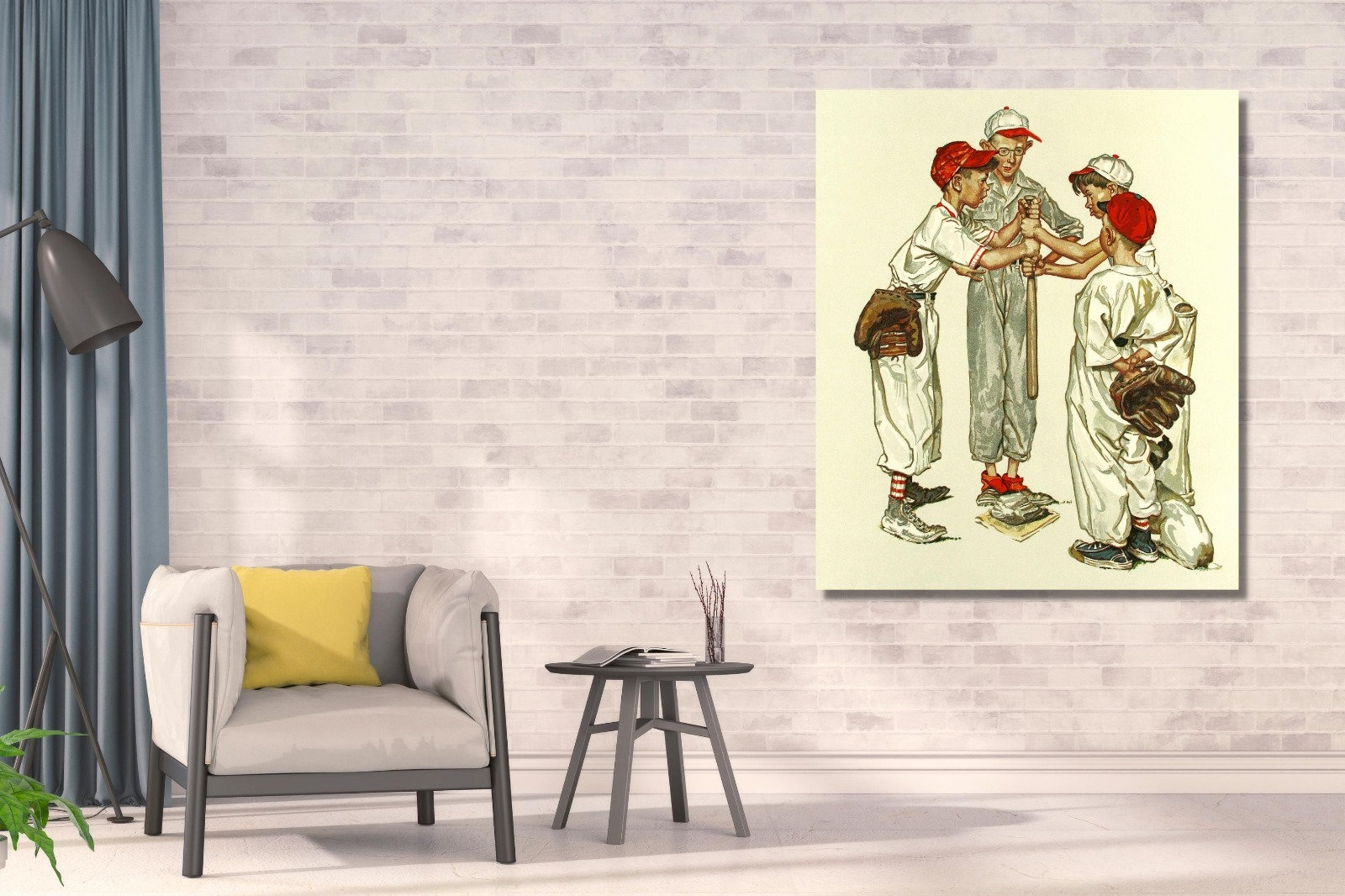 Norman Rockwell Four Sporting Boys Baseball Americana Classic, Canvas ...