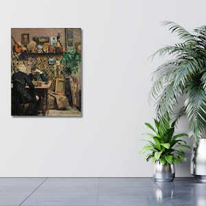 Chess Players, 1886, Gustav Wentzel, Gustav Wentzel art, Chess Players decor, canvas wall art, living room decor, ready to hang, home decor