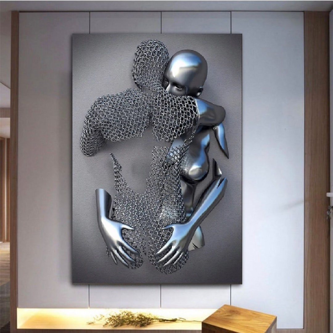 3D Wall Art Canvas 3D Effect Love Heart Wall Art Hugging Etsy