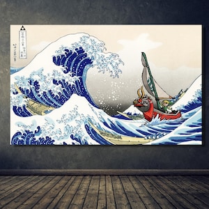 Legend of Zelda Windwaker The Great Wave off Kanagawa,Zelda POSTER,Zelda Dekor, moderne Leinwand Kunst,Zelda Poster