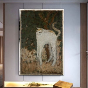by Pierre Bonnard, white cat, 1894 Animal Painting, living room decor, Pierre Bonnard art, cat picture decor, canvas print art