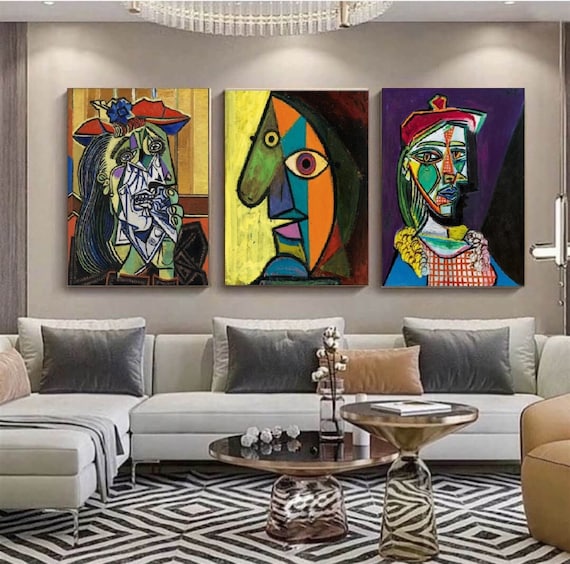Set Of 3, Pablo Picasso, Picasso print art, Pablo Picasso museum, Picasso wall art, home living room, Picasso museum, canvas wall art,