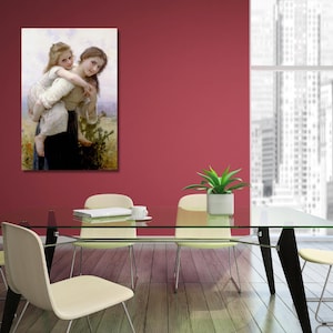 William-Adolphe Bouguereau, Not Too Much To Carry, Children Women, canvas wall art, ready to hang, hom decor,  william adolphe art
