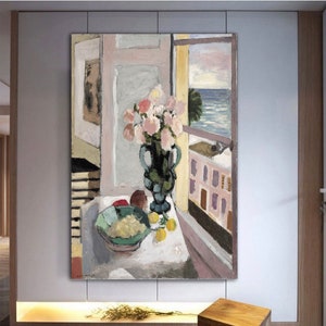Henri Matisse ,Safrano Roses, at the Window, 1925,Henri Matisse decor,modern art,Henri Matisse art,Circe Offering decor,Canvas Reproduction