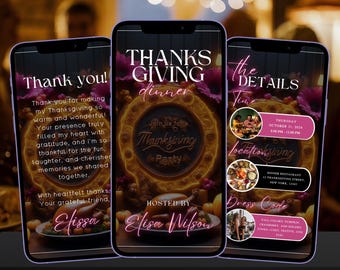 Digital Thanksgiving Dinner Invitation, Friendsgiving Dinner Video Invite, Editable Thanksgiving Party Template, Autumn Celebration Evite