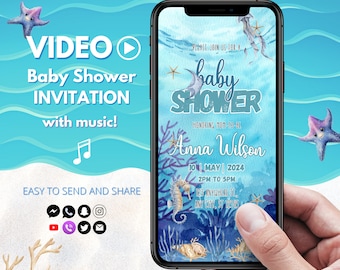 Under The Sea Baby Shower Invitation | Sea Baby Shower Instant Download | Editable Baby Shower | Nautical Baby Shower Video Invite