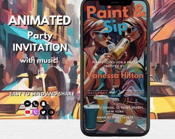 Animated Paint & Sip Party Invitation | Ladies Night (Digital Download)