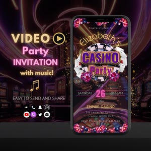 Invito per festa di poker / Serata al casinò / Carte da gioco per serata di poker / Download digitale / Invito digitale di compleanno al casinò modificabile