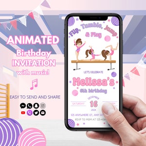 Gymnastics Birthday Invitation | Gymnastics Party Invite | Gymnastics Invitation Editable Template | Gymnastics Birthday Party