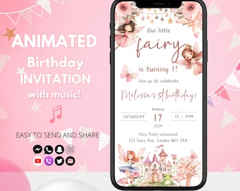 Fairy Birthday Invitation Video | Fairy Garden Video Evite | Fairy Party Animated Invitation | First Birthday Enchanted Forest