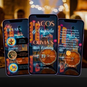 Tacos & Tequila Birthday Invitation | Mexican Fiesta Party Invite | Animated Digital Video Invitation for Birthday