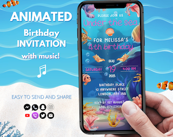 Under The Sea Birthday Party Invitation Animated Sea Party Invite Digital Ocean Birthday Party Editable Evite with music