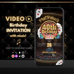 Invito festa casinò / Invito compleanno serata casinò / Invito compleanno casinò digitale / Carte da gioco serata poker