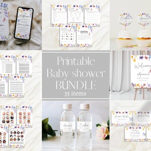 Printable Wildflower Baby Shower Bundle | Wildflower Baby Shower Invitation | Baby In Bloom | Floral Baby Brunch Invite