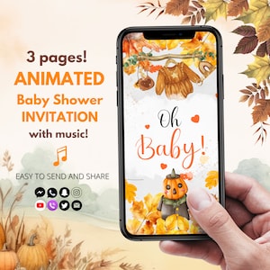 Fall Baby Shower Invitation Pumpkin Baby Shower Invitation Template Animated Baby Shower Autumn Video Invitation Download Text Evite