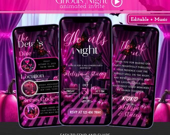 Ghouls Night Digital Invitation, Halloween Party Evite, Editable Costume Invite, Spooky Girls Night Template