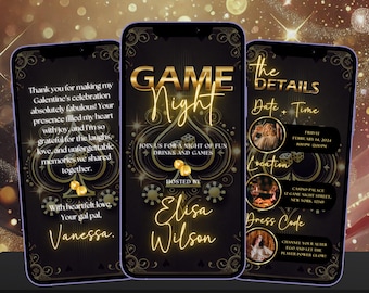 Invitación a una noche de juegos / Negro y dorado, Noche de chicas (Digital)
