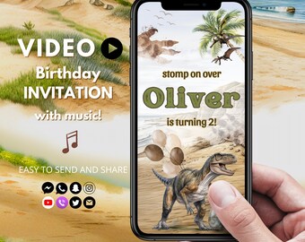 Two Rex Birthday Invite Digital | Dinosaur Birthday Invitation Boy Birthday Invitation Digital Invite | Second Birthday