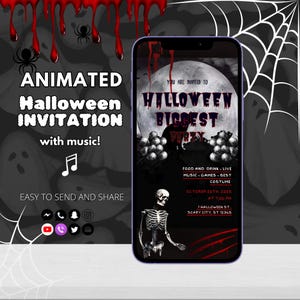 Halloween Party Invitation Digital, Adult Halloween Video Invitation Template, Animated Spooky Party Invite