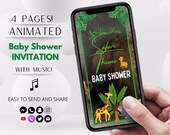 Safari Baby Shower Invitation Animated Jungle Baby Shower Video Invitation Animals Theme Baby Shower Text Evite